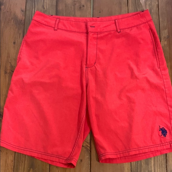 U.S Polo Assn. Vibrant Red Swim Shorts - Picture 1 of 13